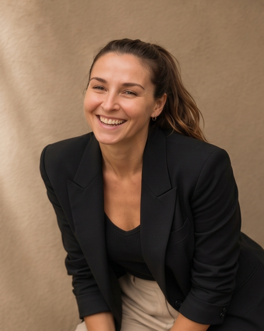 Amy Trengove smiling in a natural portrait